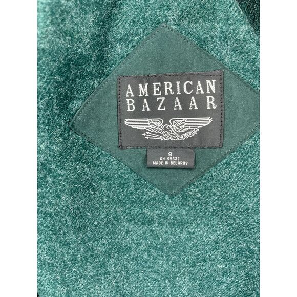 American Bazaar Forest Green Trench Coat with Belt Elegant Winter Size 8, NWT - Picture 8 of 13